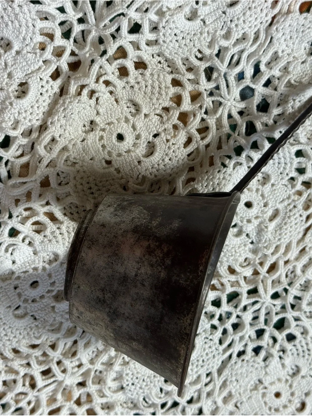 Vintage Metal Canning Funnel with Black Handle Primitive Farmhouse Kitchen